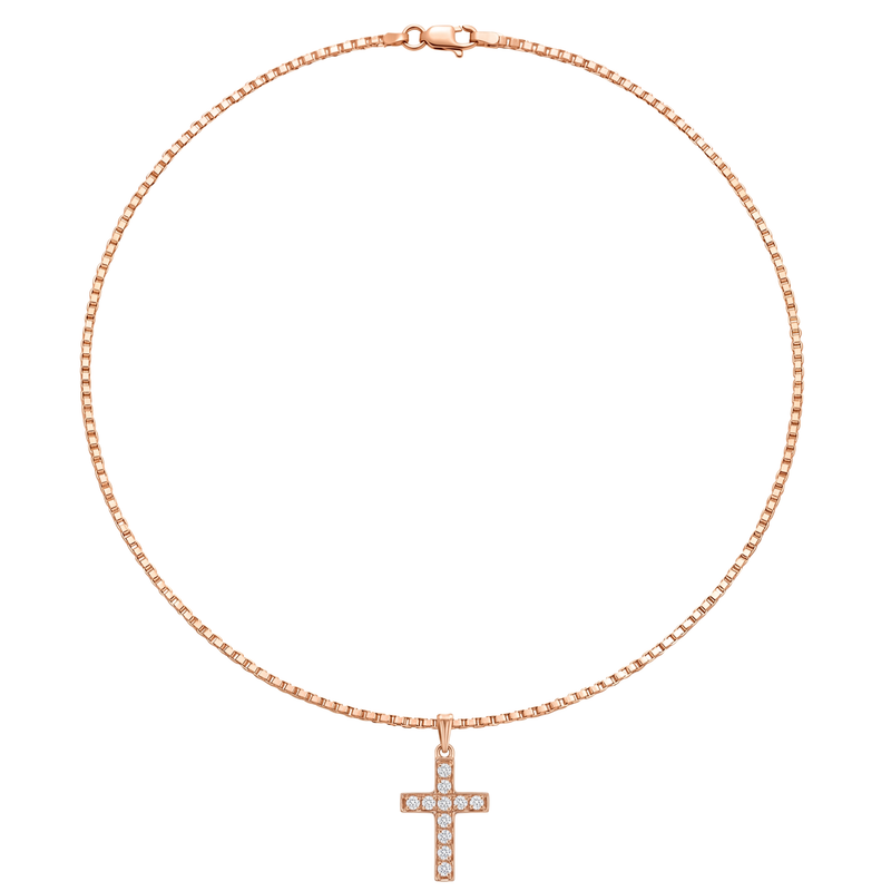 Noor | Large Rose Gold Diamond Cross Pendant