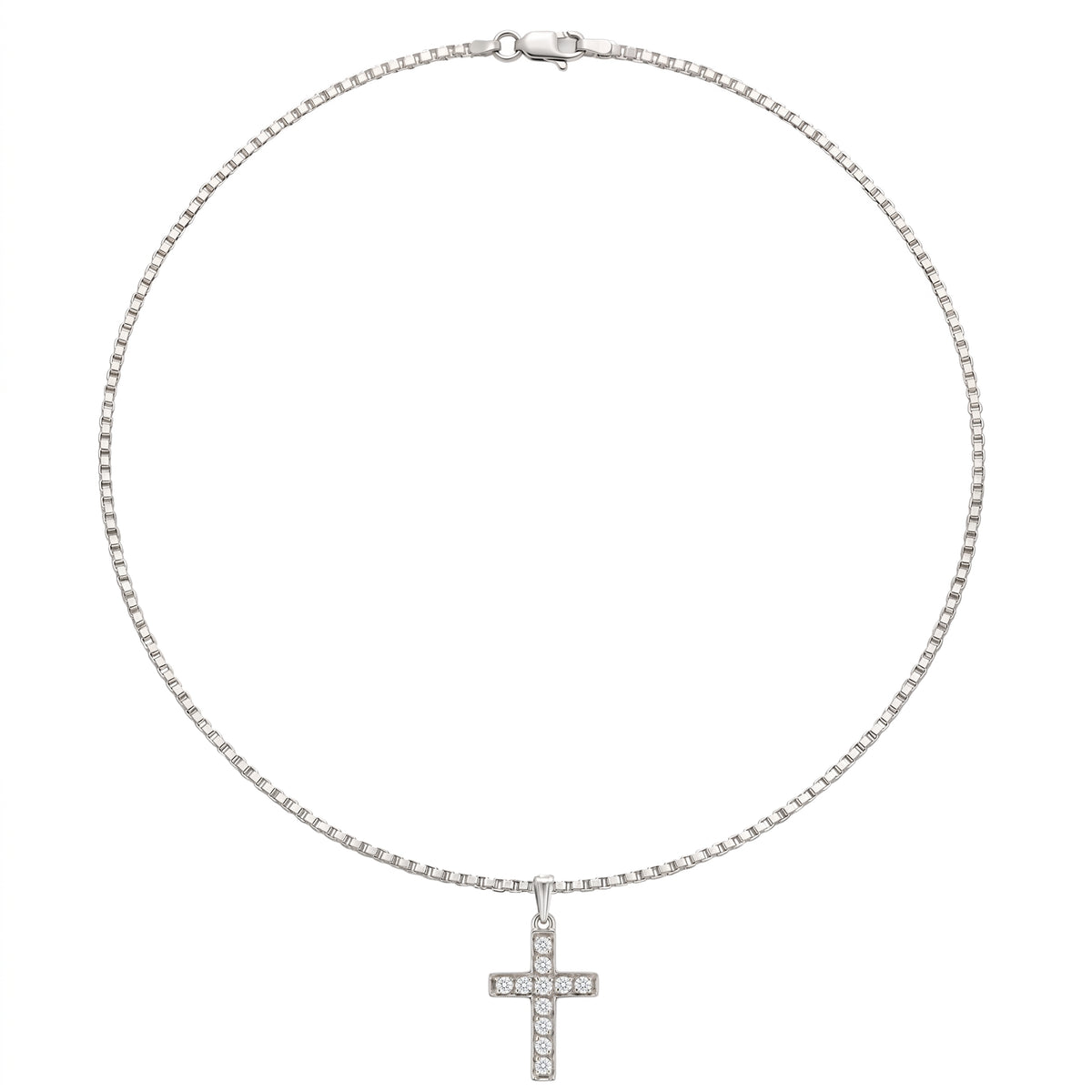 Noor | Large White Gold Diamond Cross Pendant