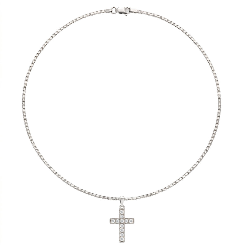 Noor | Large White Gold Diamond Cross Pendant