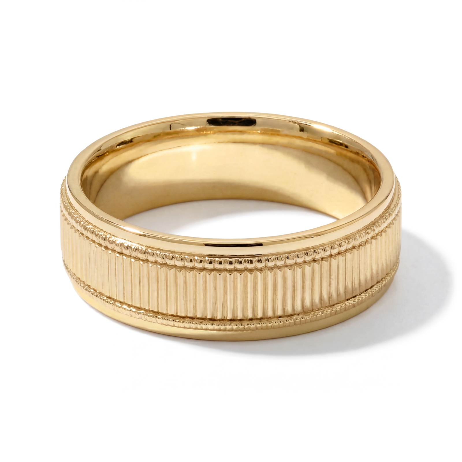 Pankti | Men's Gold Wedding Band, Milgrain