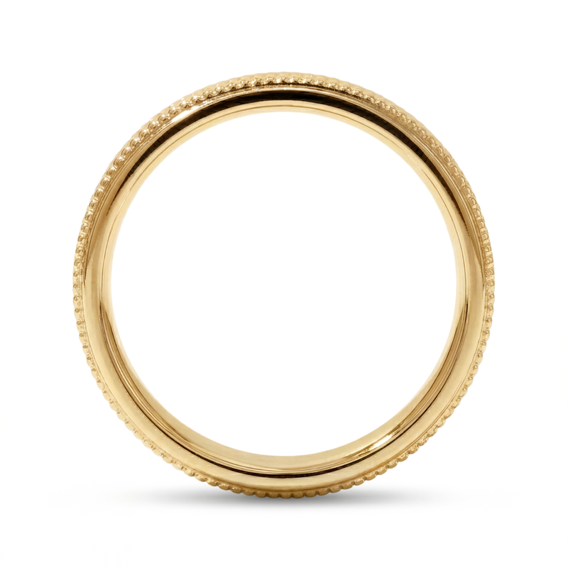 Pankti | Men's Gold Wedding Band, Milgrain