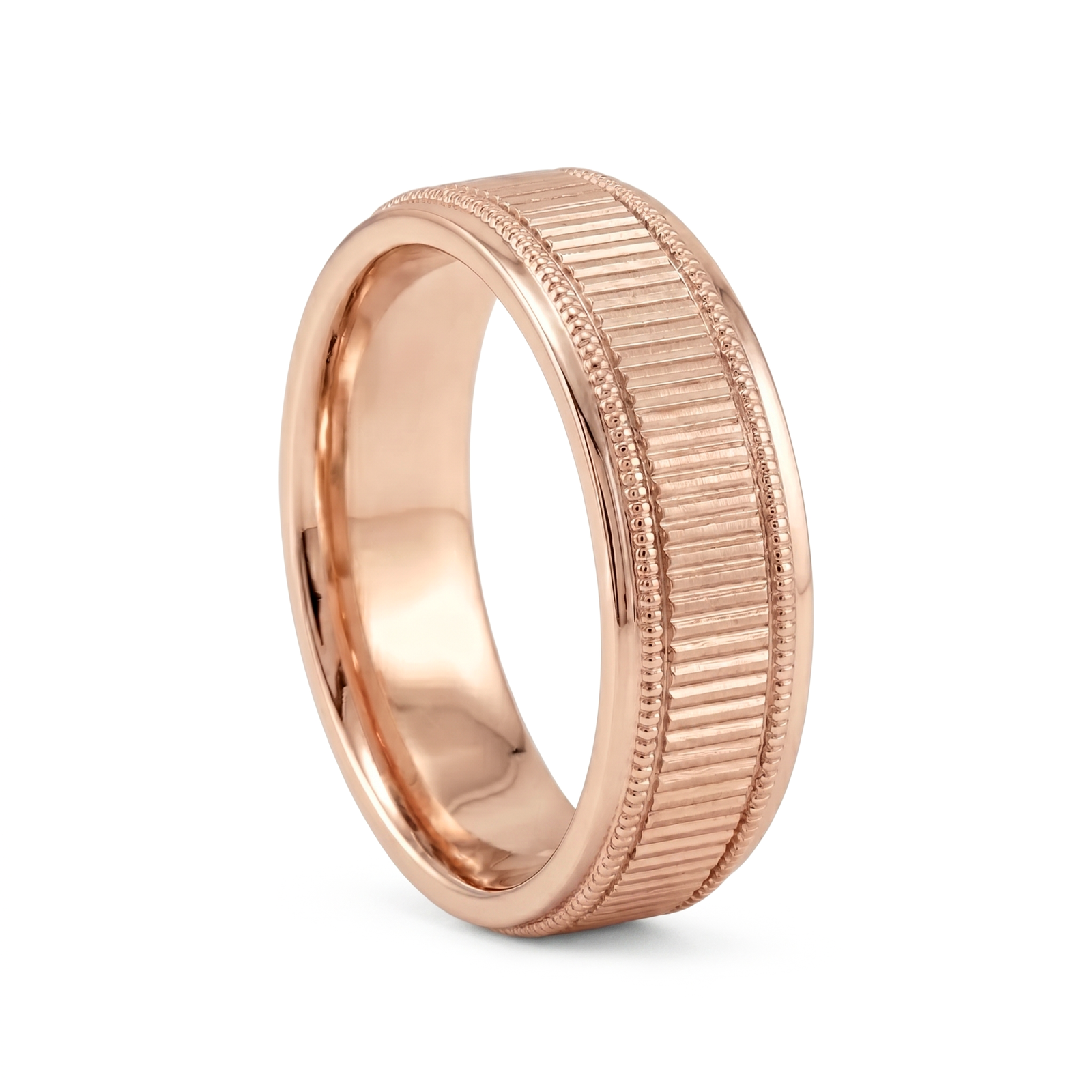Pankti | Men's Rose Gold Wedding Band, Milgrain