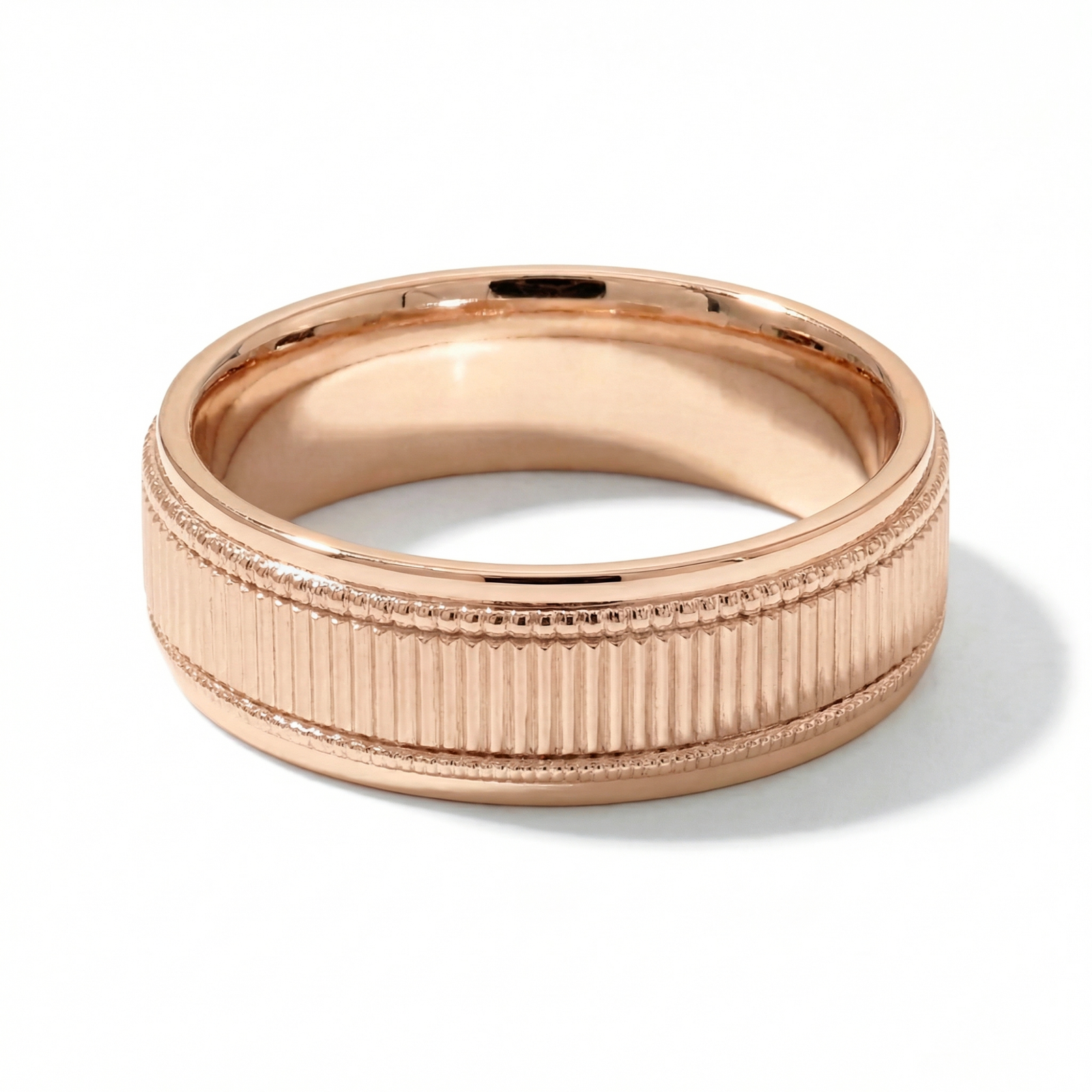 Pankti | Men's Rose Gold Wedding Band, Milgrain