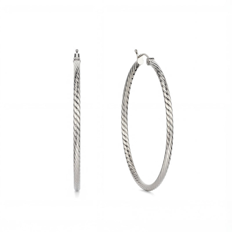 Preyasi | White Gold Hoop Earrings