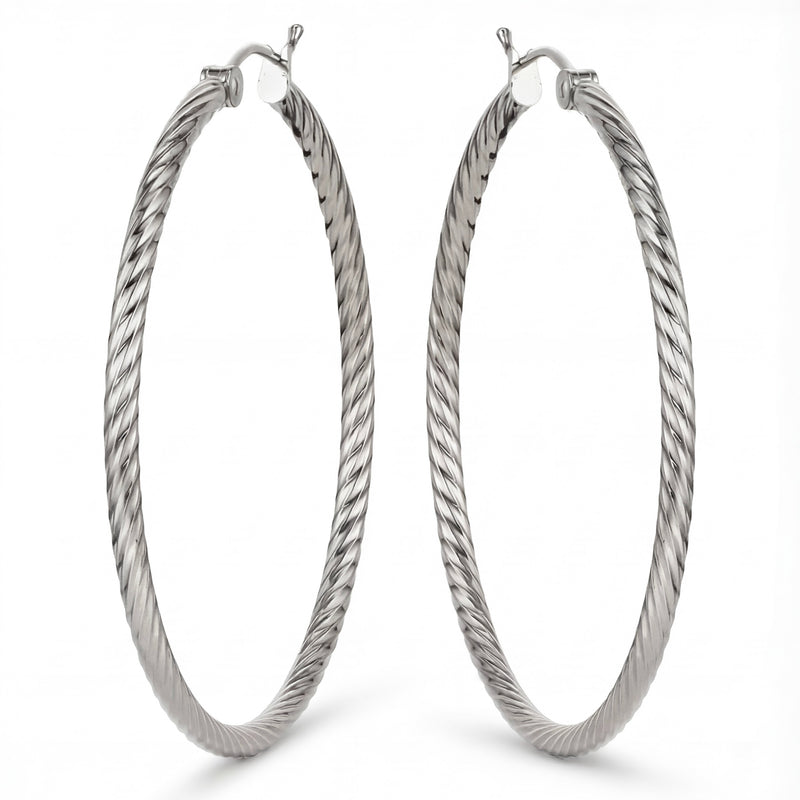 Preyasi | White Gold Hoop Earrings