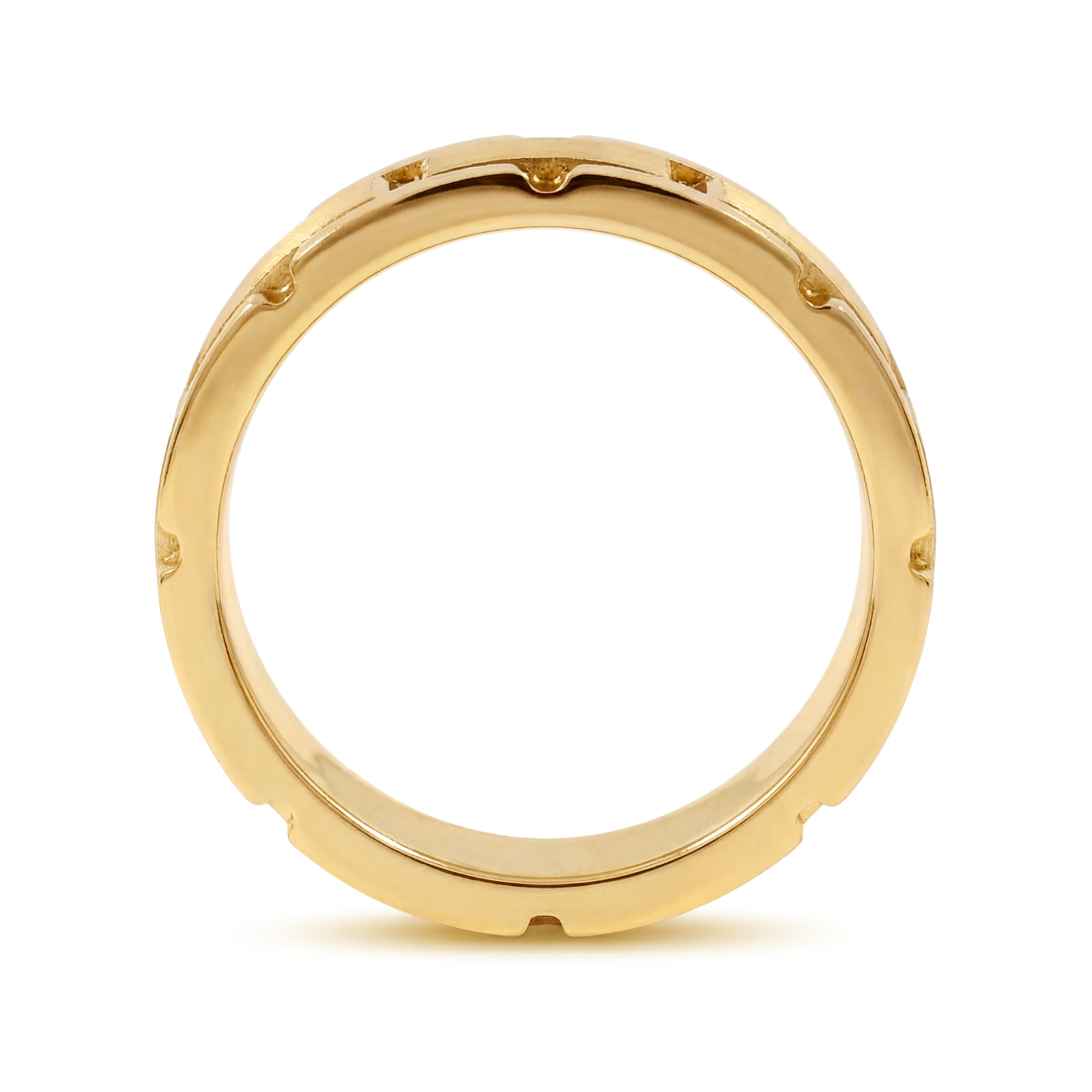 Qila | Men's Gold Wedding Band, Block Pattern