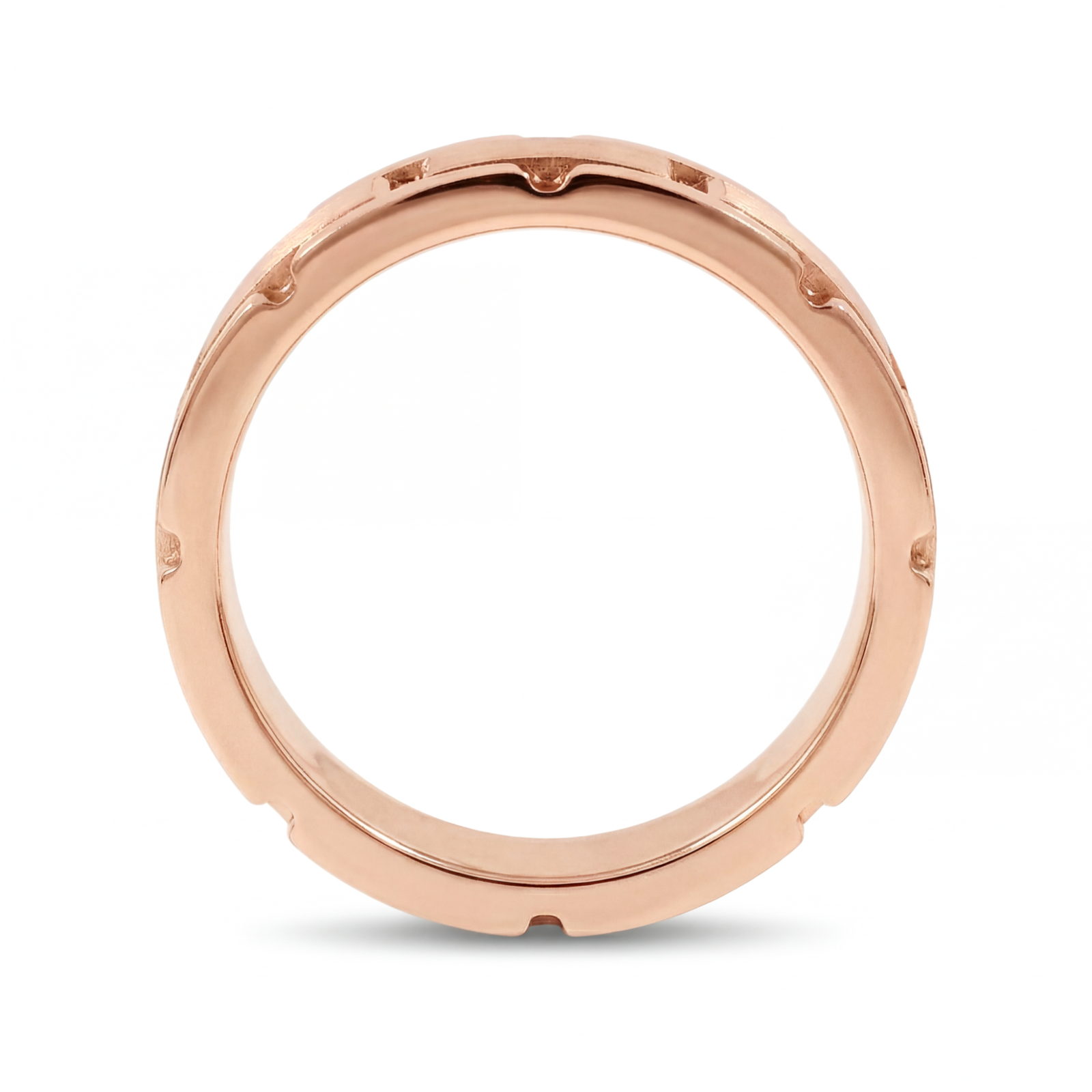 Qila | Men's Rose Gold Wedding Band, Block Pattern