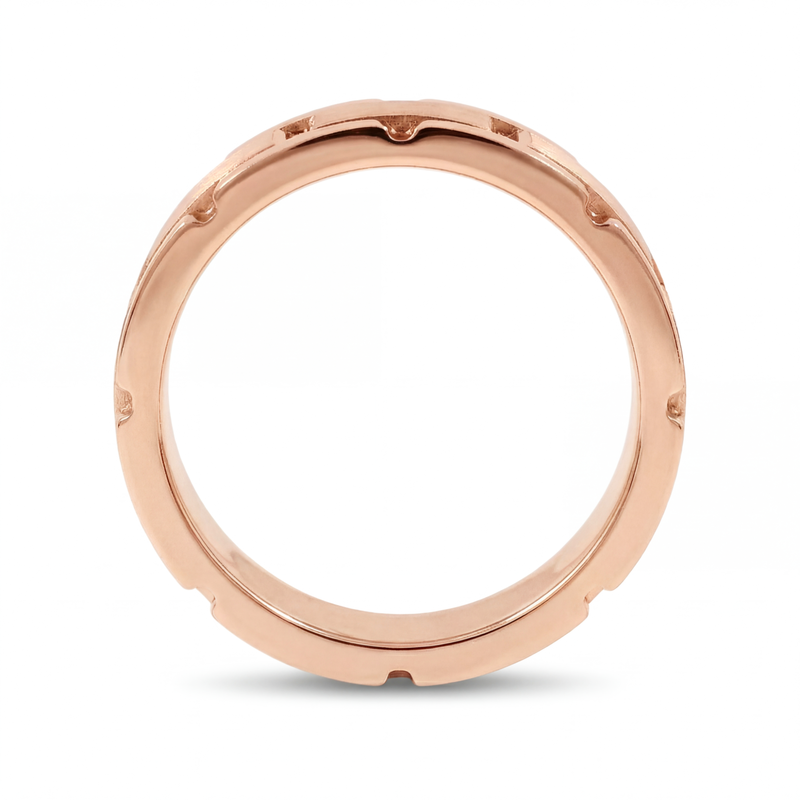 Qila | Men's Rose Gold Wedding Band, Block Pattern