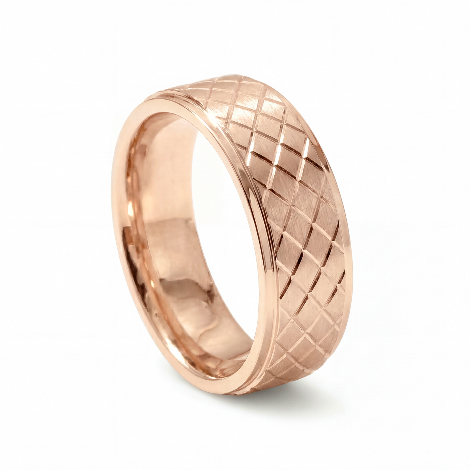 Jaal | Men's Rose Gold Wedding Band, Quilted