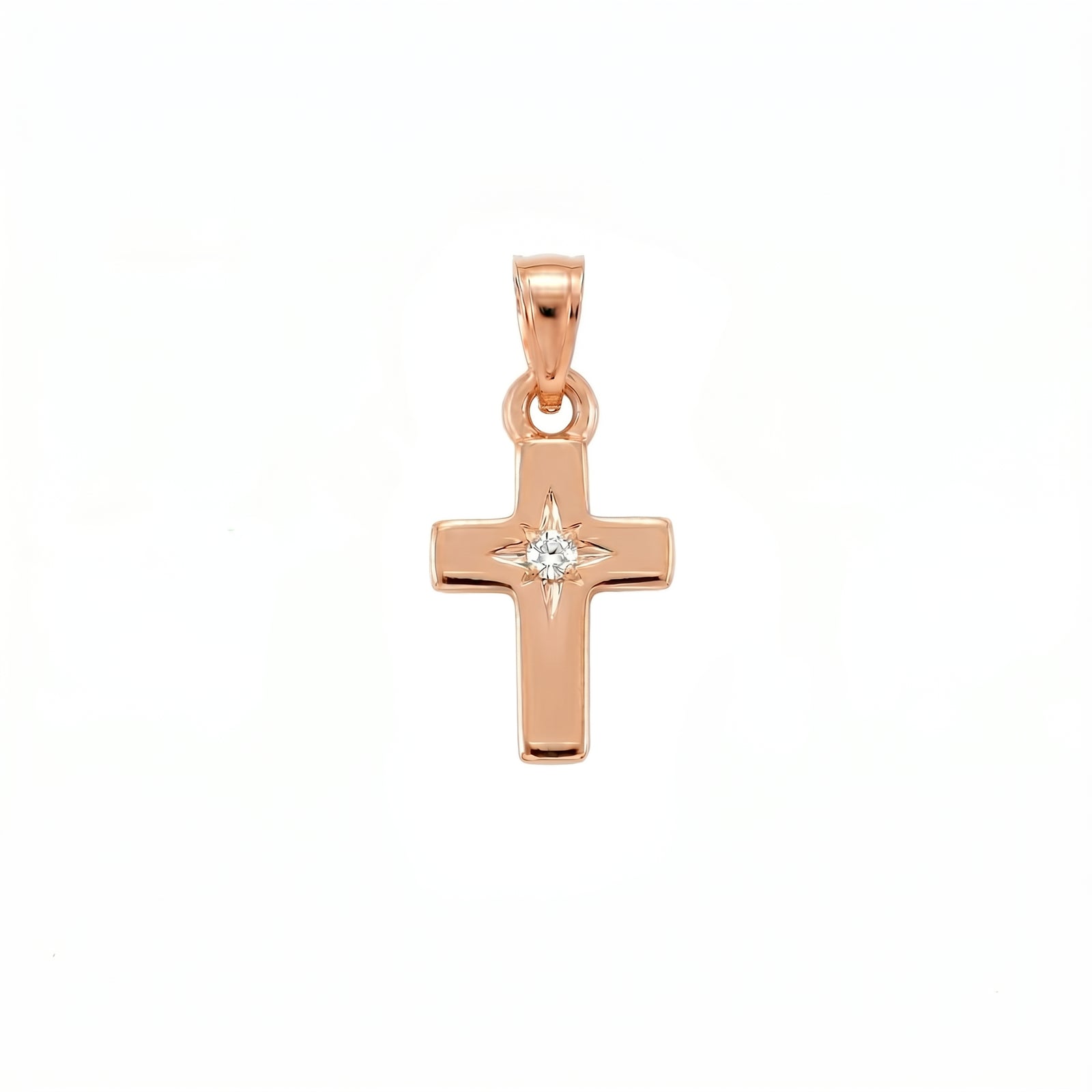 Imaan | Rose Gold Solitaire Diamond Cross Pendant