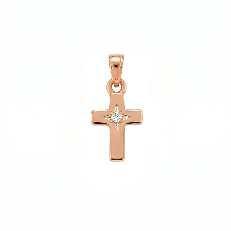Imaan | Rose Gold Solitaire Diamond Cross Pendant
