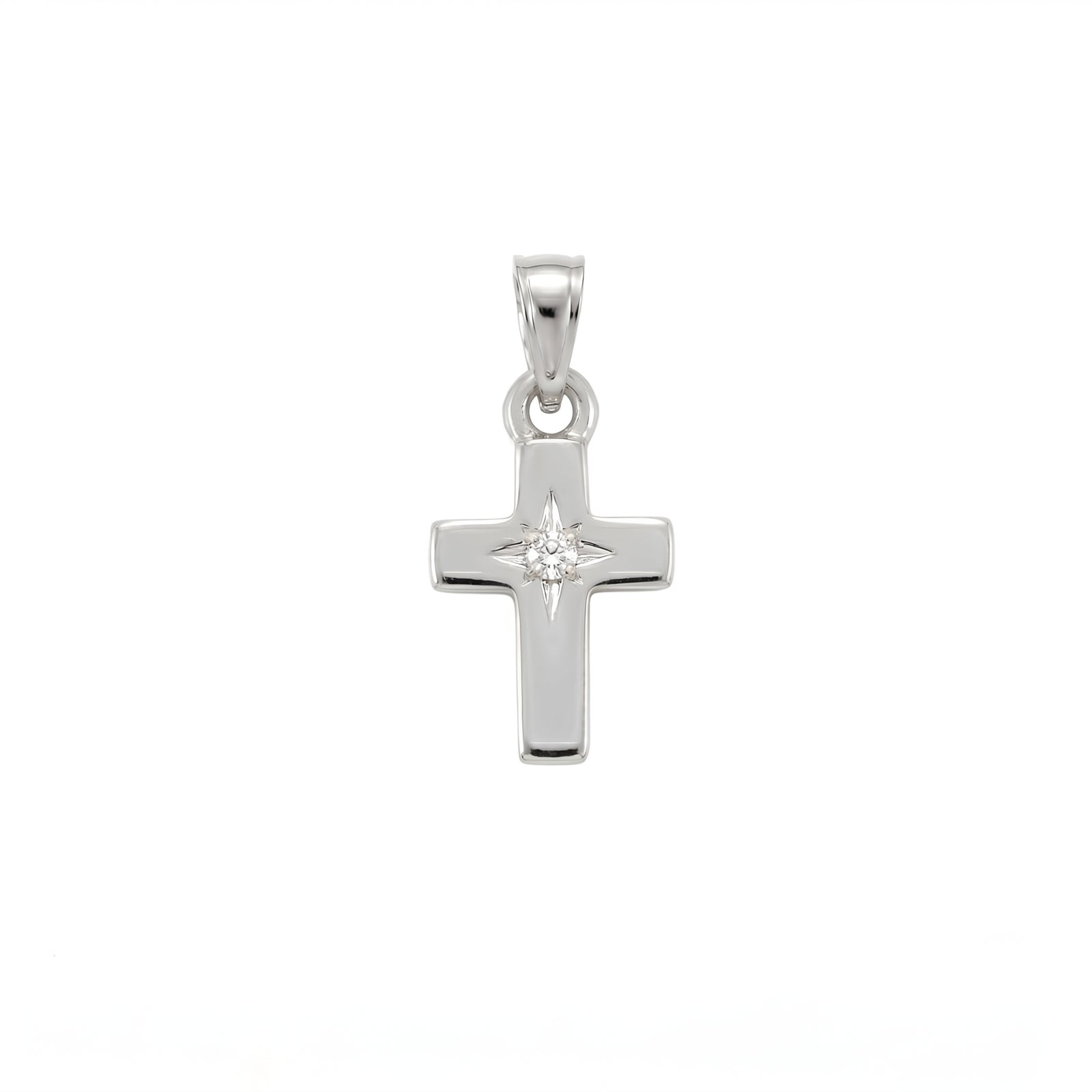 Imaan | White Gold Solitaire Diamond Cross Pendant