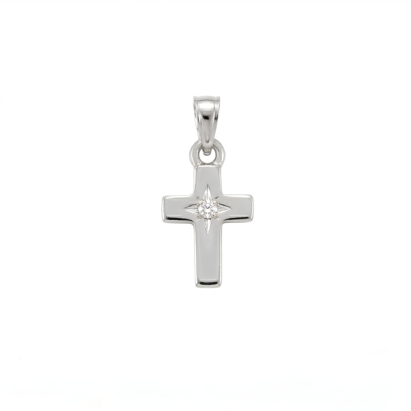 Imaan | White Gold Solitaire Diamond Cross Pendant