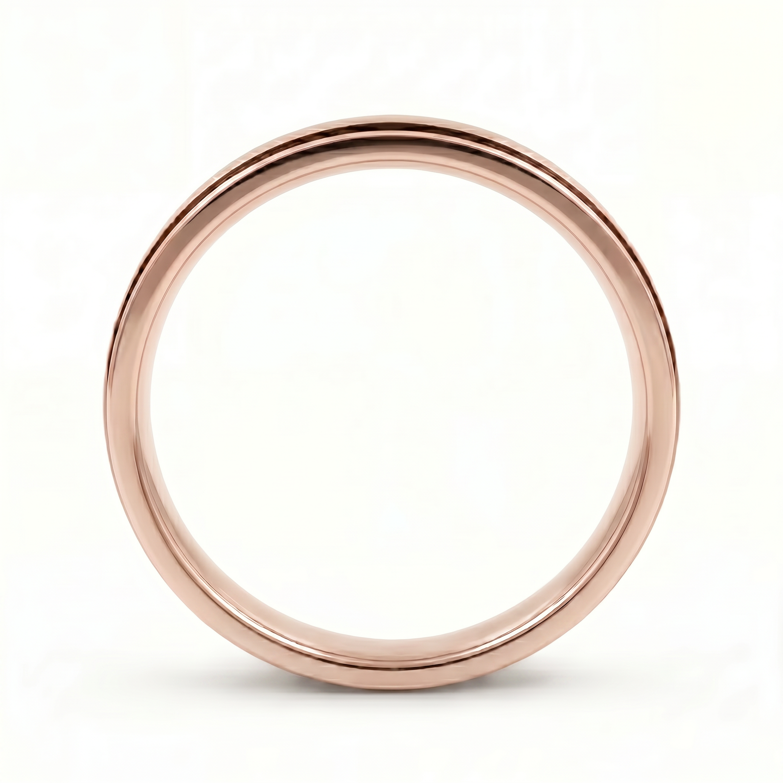 Kajal | Men's Rose Gold Wedding Band, Black Inlay