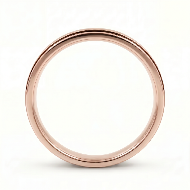 Kajal | Men's Rose Gold Wedding Band, Black Inlay