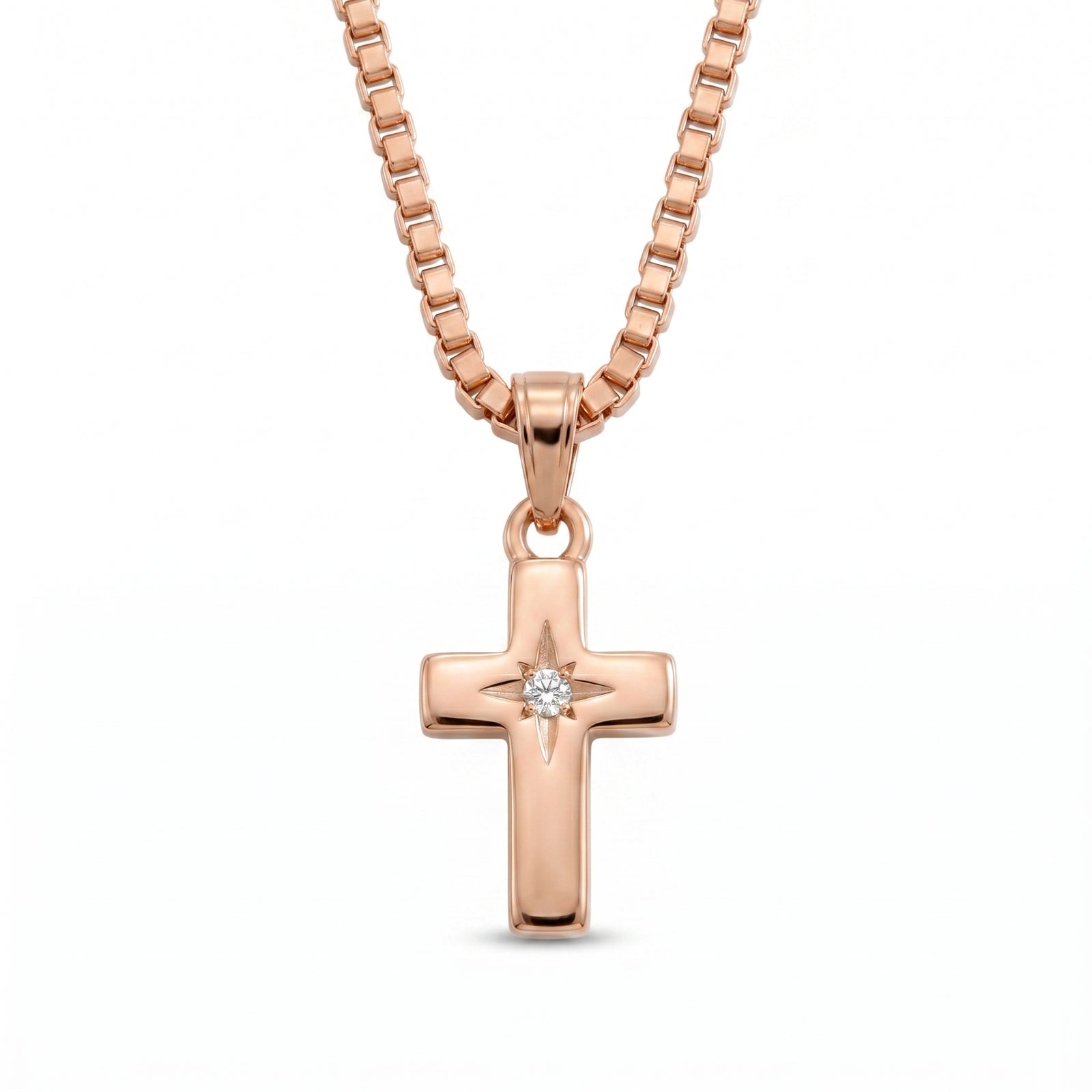 Imaan | Rose Gold Solitaire Diamond Cross Pendant
