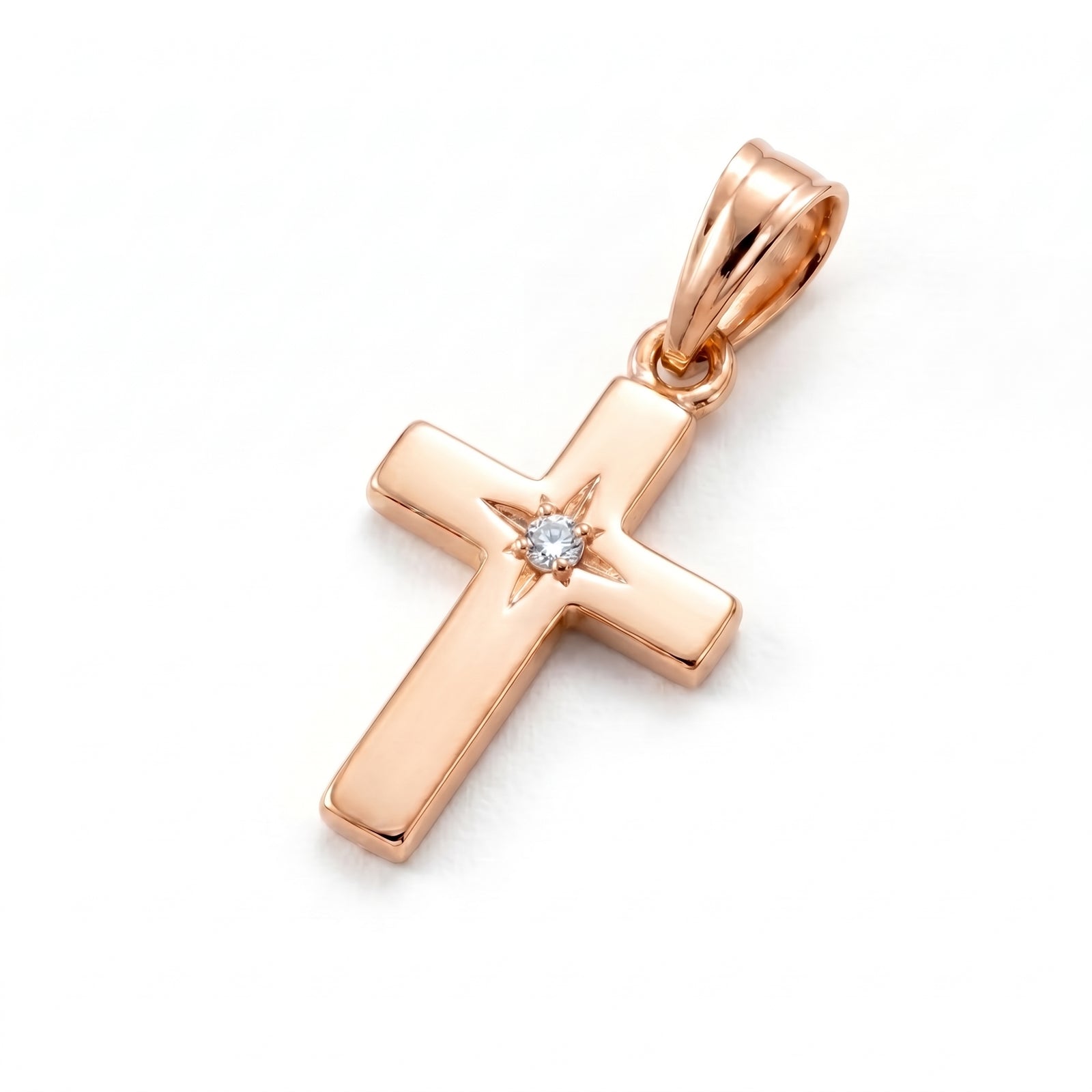 Imaan | Rose Gold Solitaire Diamond Cross Pendant