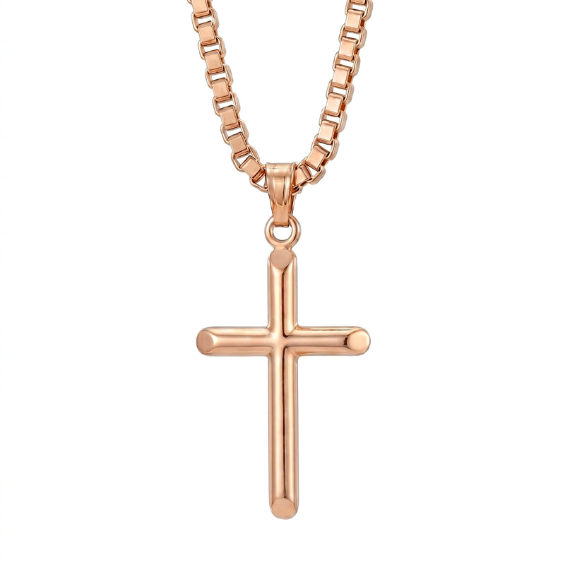 Sukoon | Domed Rose Gold Cross Pendant