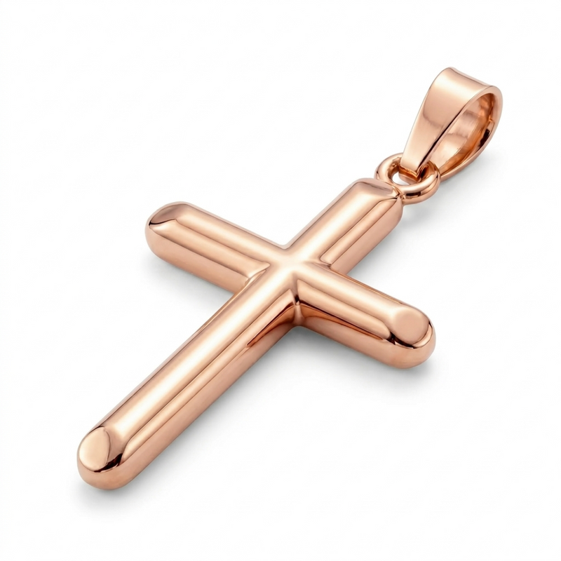 Sukoon | Domed Rose Gold Cross Pendant