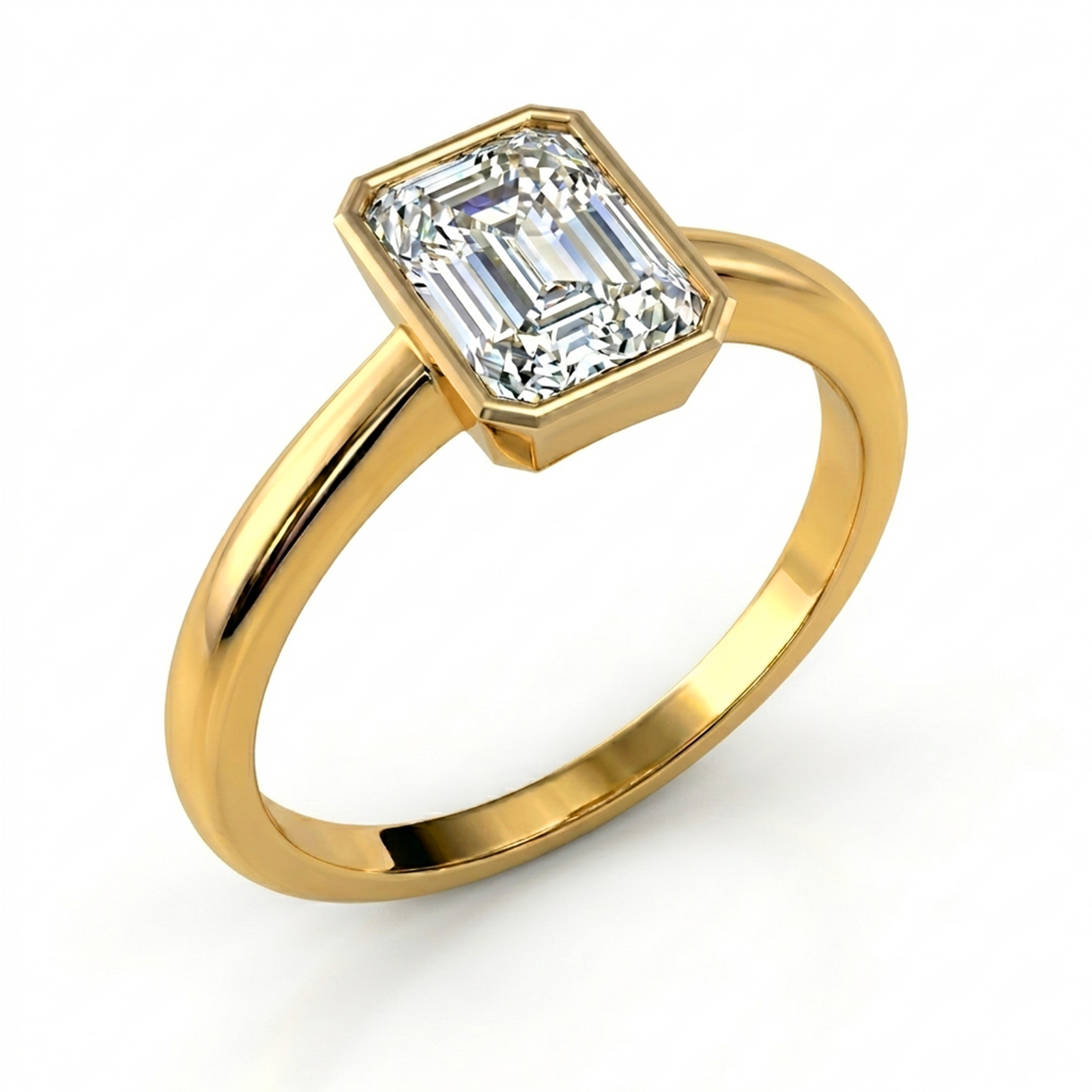 Roy Custom | Radiant Cut Gold Diamond Engagement Ring, Octagon Setting