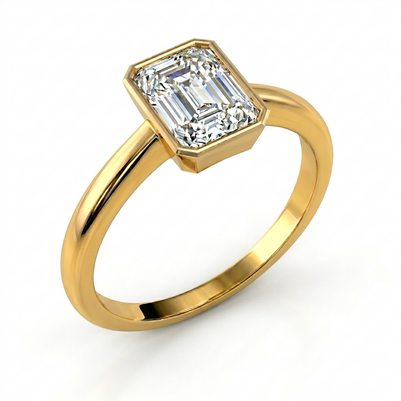 Roy Custom | Radiant Cut Gold Diamond Engagement Ring, Octagon Setting