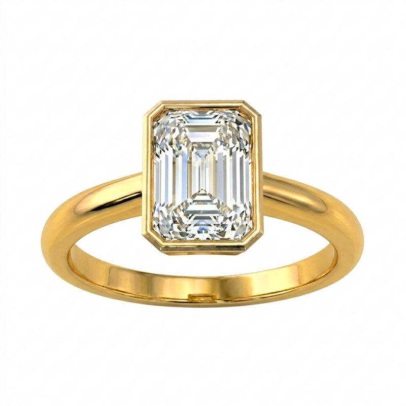 Roy Custom | Radiant Cut Gold Diamond Engagement Ring, Octagon Setting