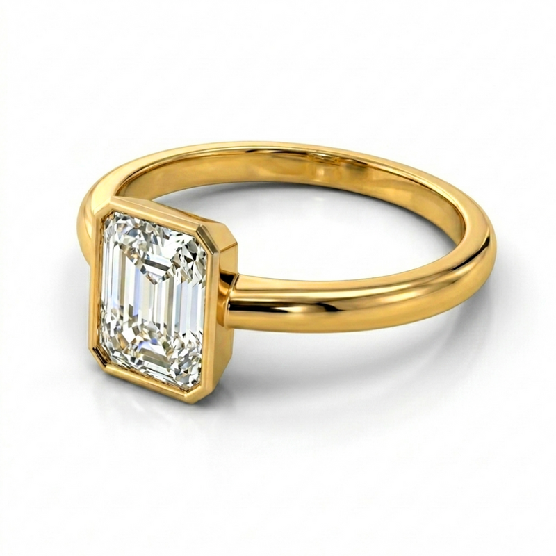 Roy Custom | Radiant Cut Gold Diamond Engagement Ring, Octagon Setting