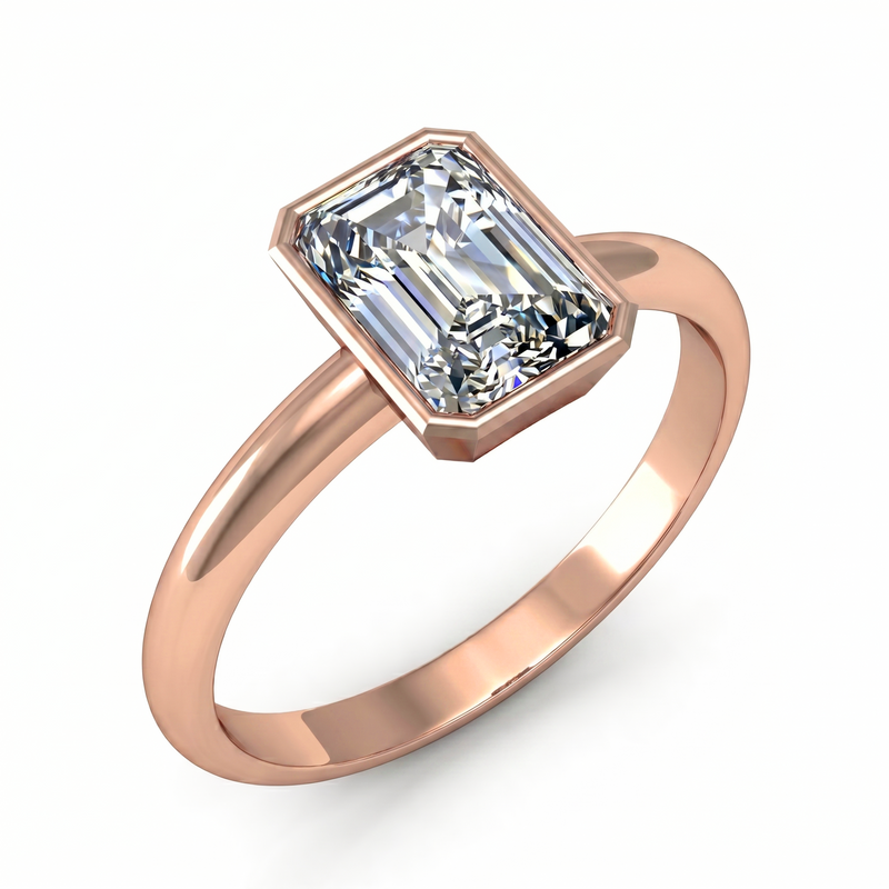 Roy Custom | Radiant Cut Rose Gold Diamond Engagement Ring, Octagon Setting