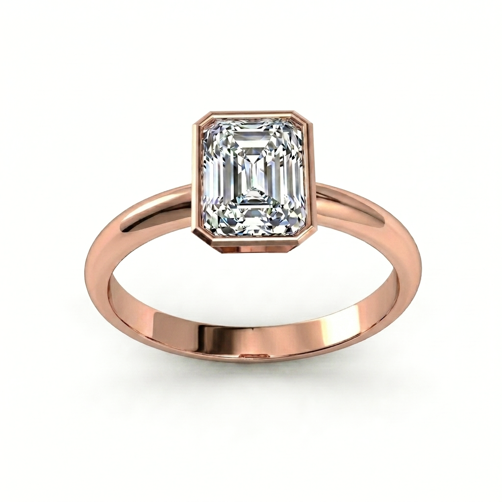 Roy Custom | Radiant Cut Rose Gold Diamond Engagement Ring, Octagon Setting