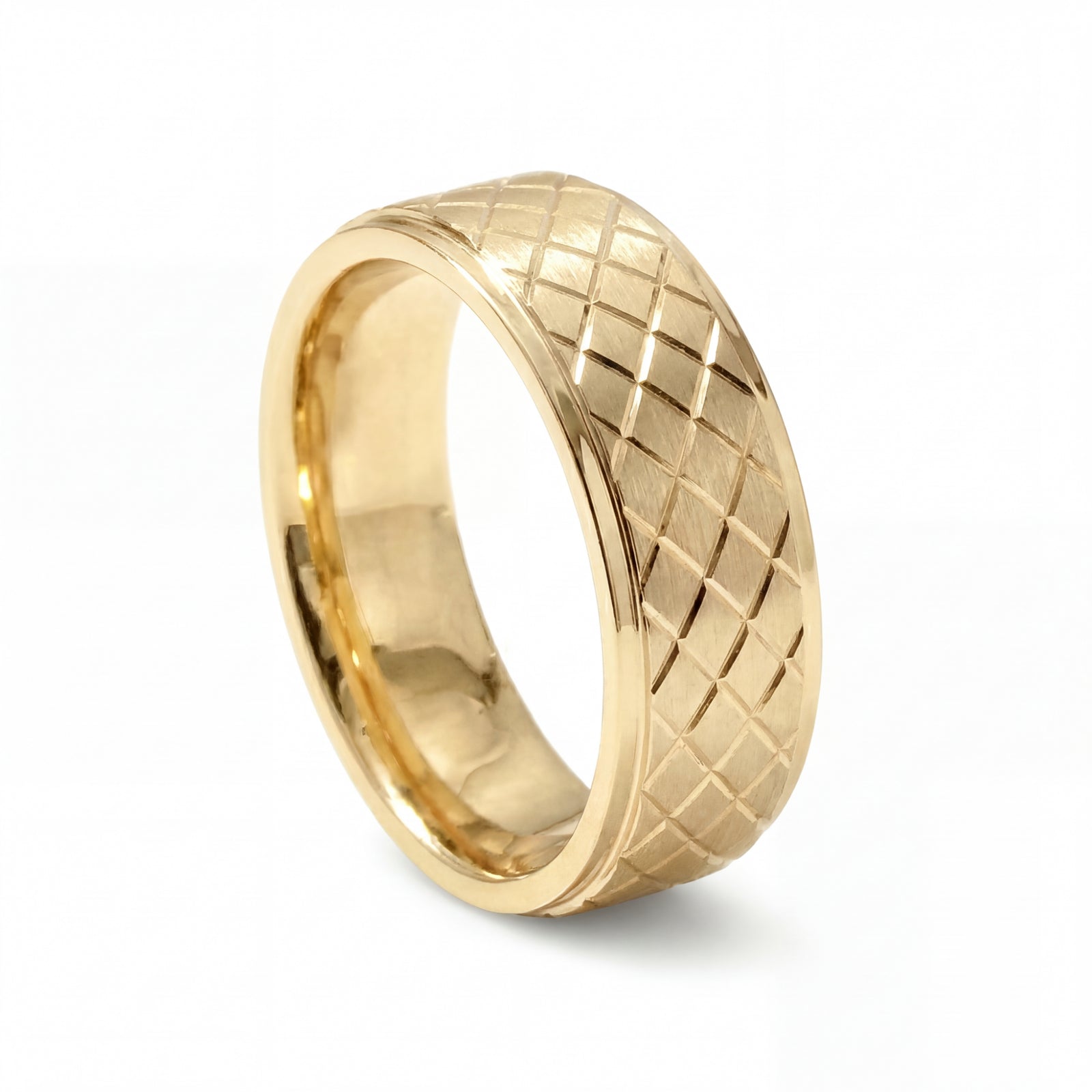 Jaal | Men's Gold Wedding Band, Quilted