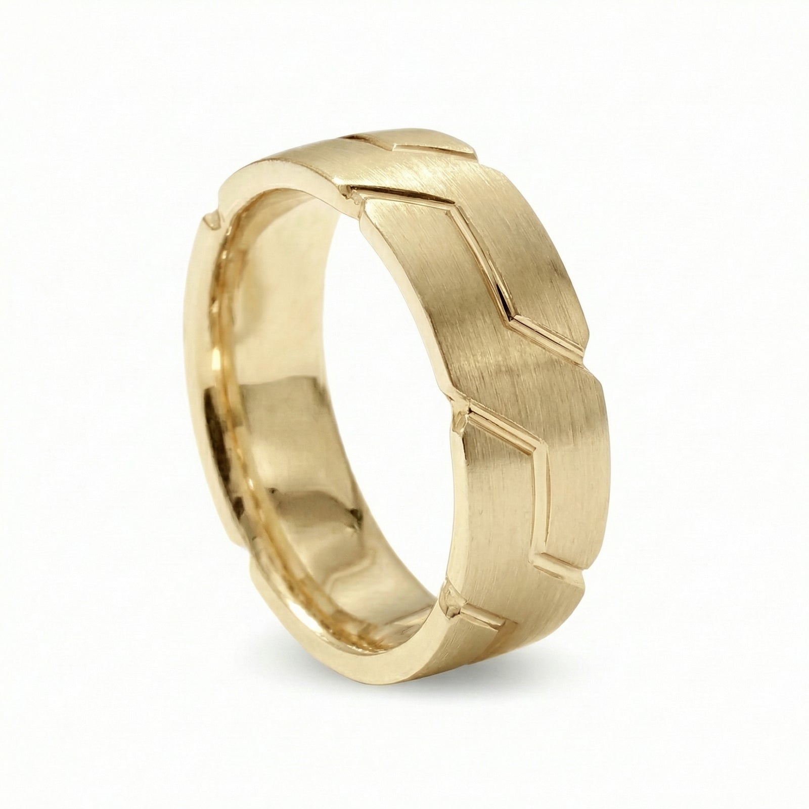 Sangam | Men's Gold Wedding Band, River