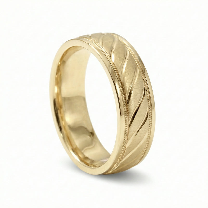 Fasal | Men's Gold Wedding Band, Wheat