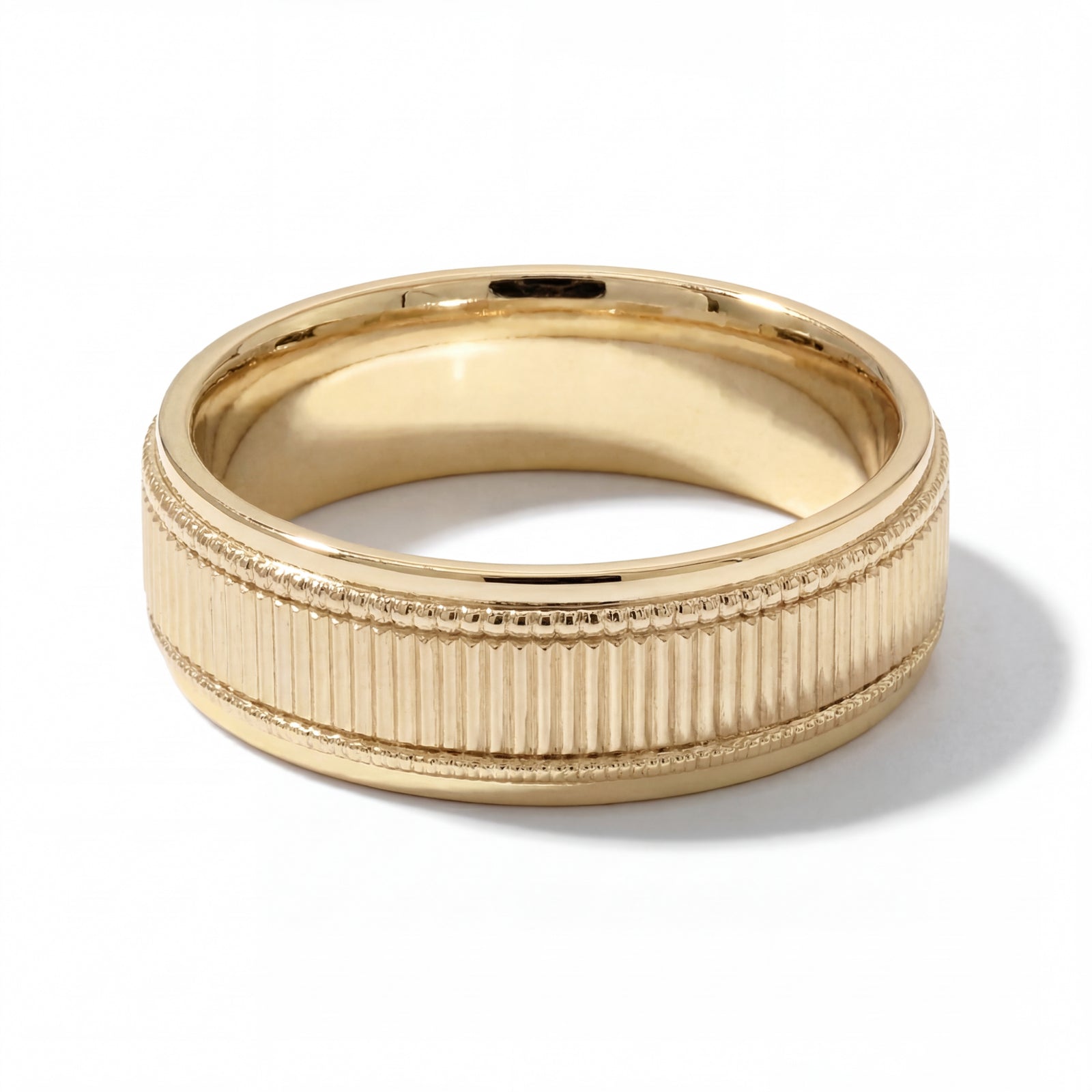 Pankti | Men's Gold Wedding Band, Milgrain
