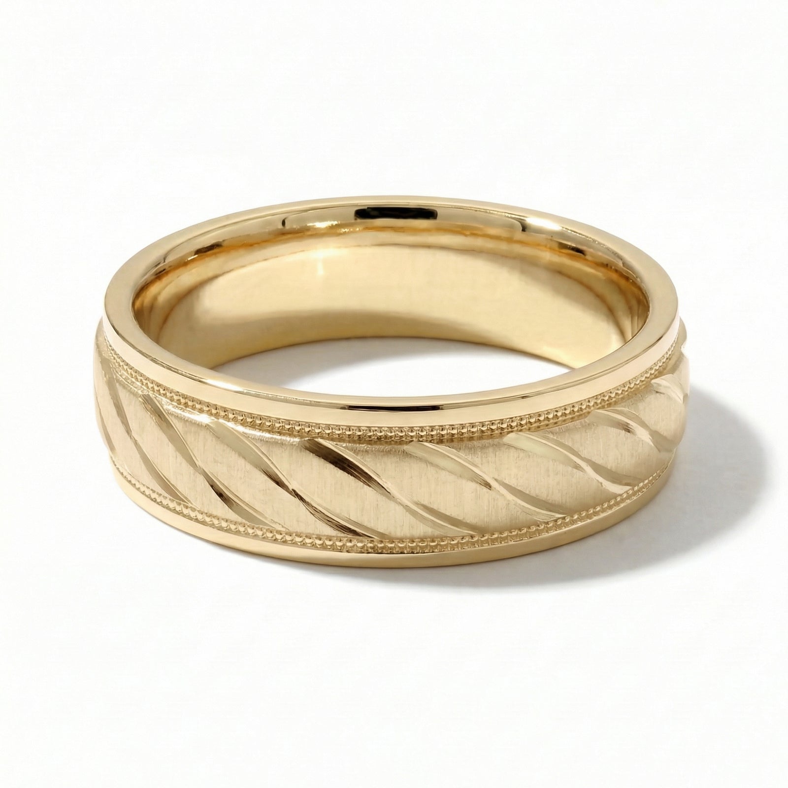 Fasal | Men's Gold Wedding Band, Wheat