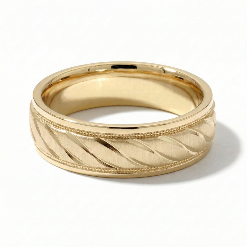 Fasal | Men's Gold Wedding Band, Wheat