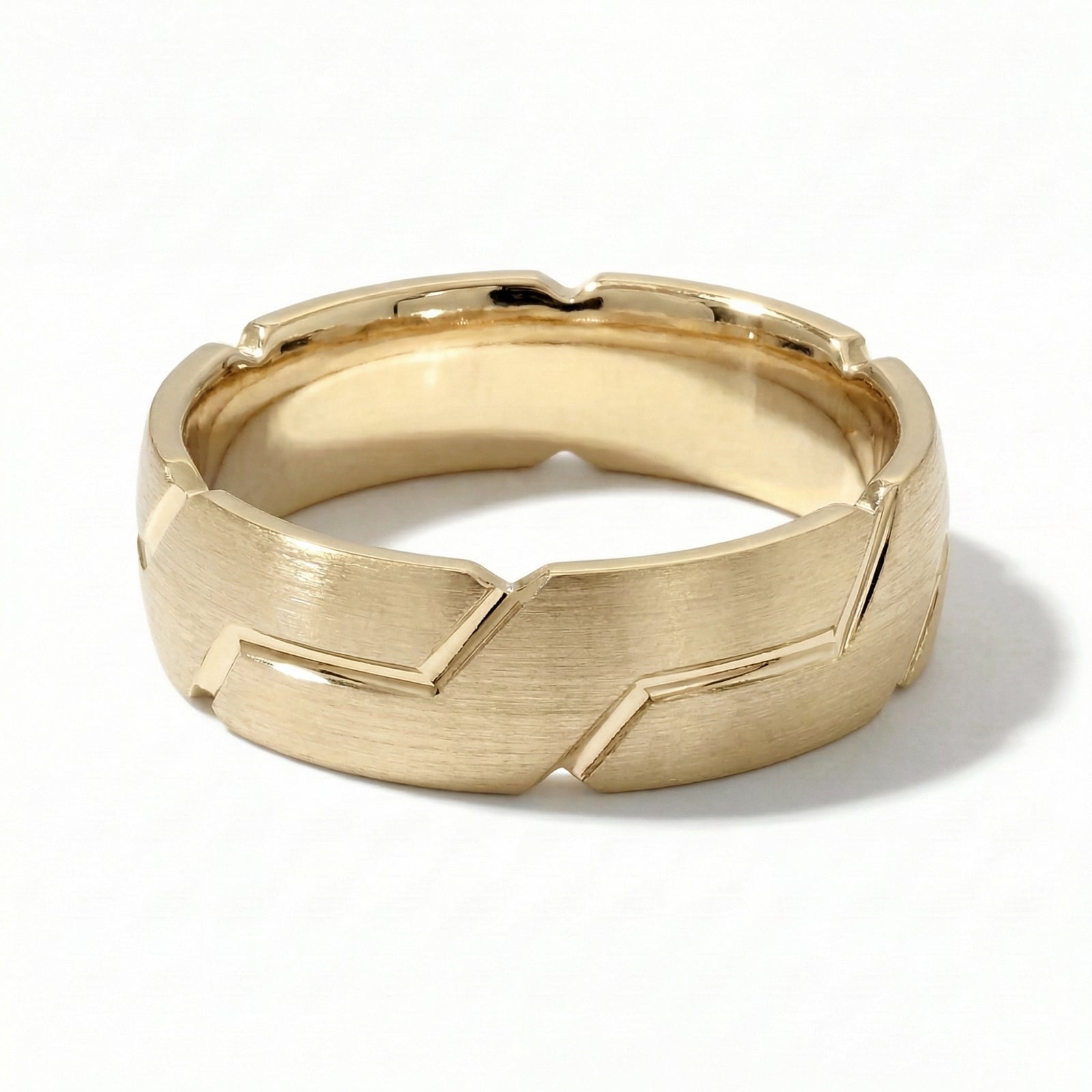 Sangam | Men's Gold Wedding Band, River