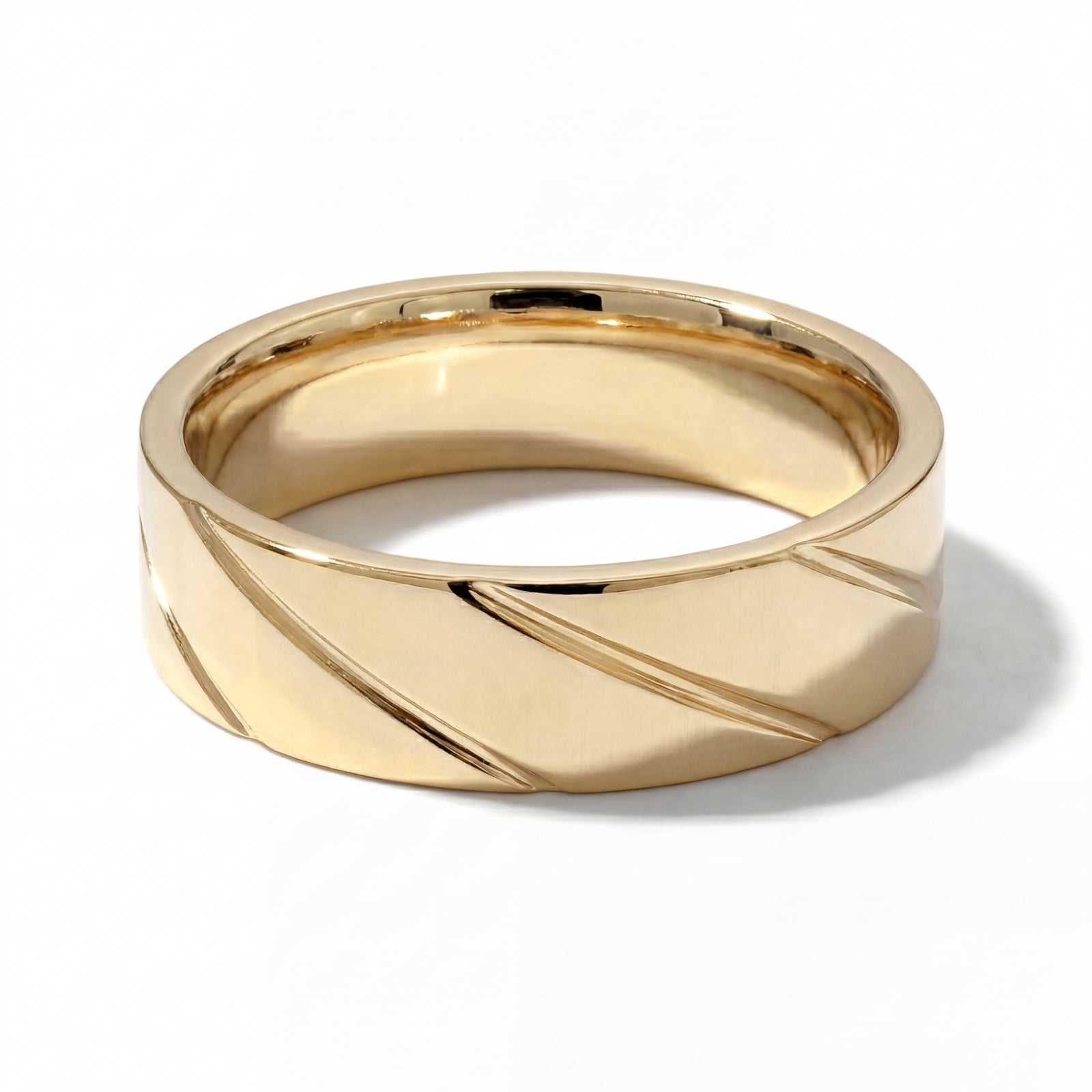 Lehar | Men's Gold Wedding Band, Wave