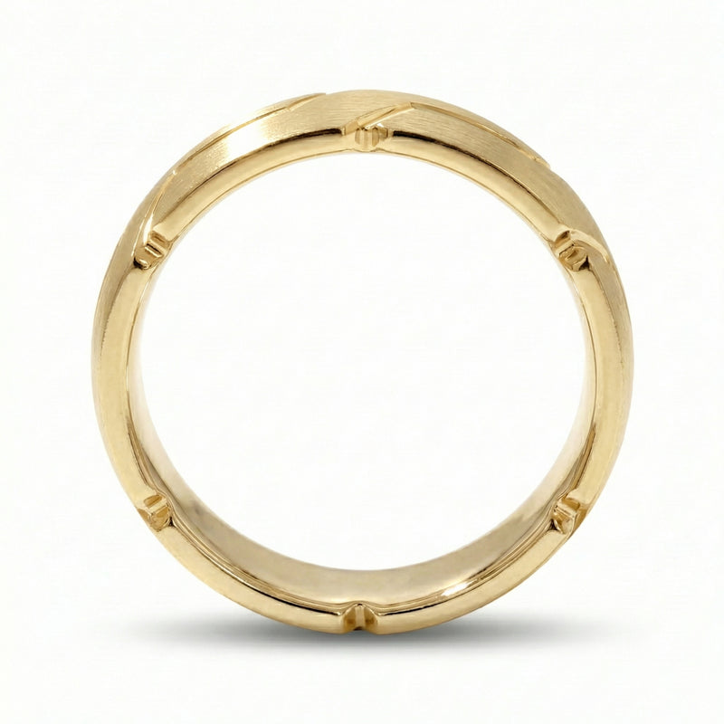 Sangam | Men's Gold Wedding Band, River