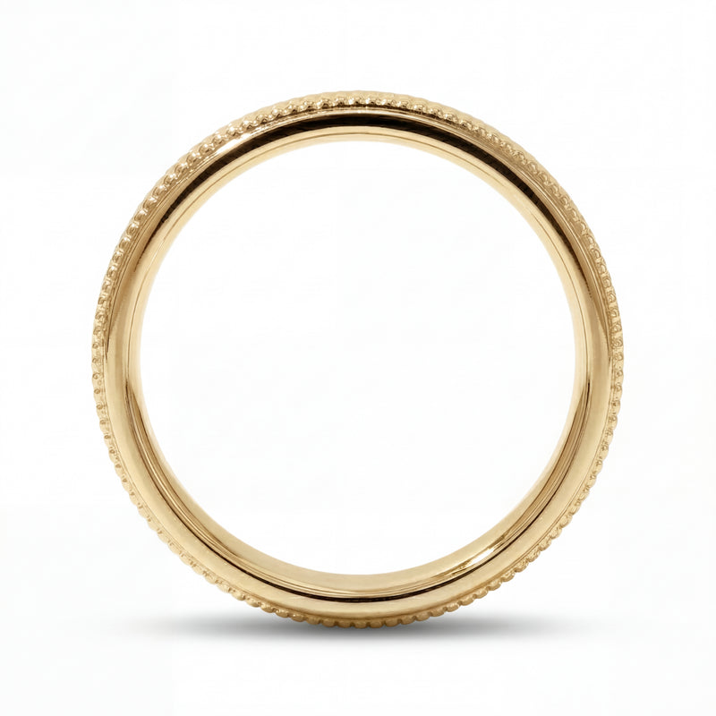Pankti | Men's Gold Wedding Band, Milgrain