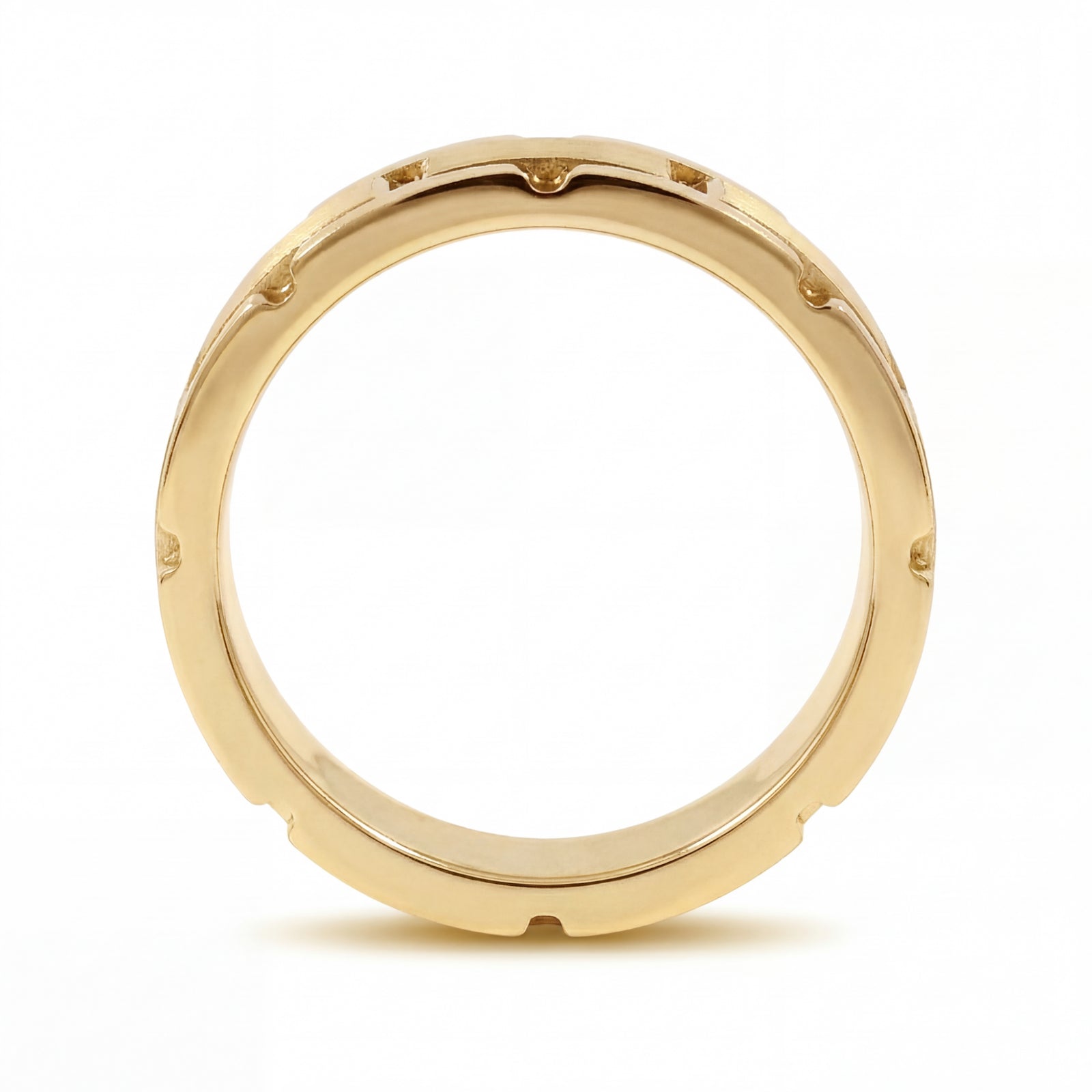 Qila | Men's Gold Wedding Band, Block Pattern