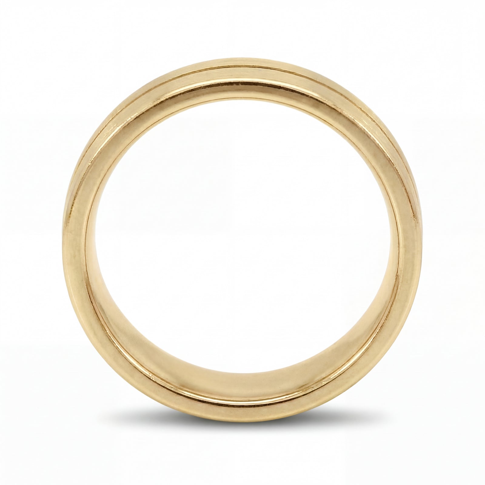 Sutra | Men's Gold Wedding Band, Center Groove