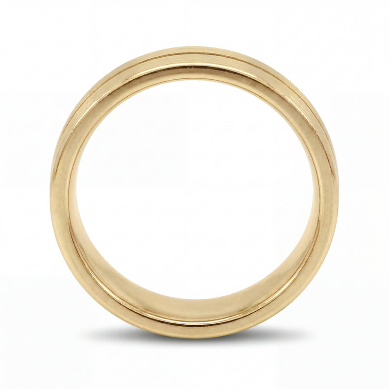 Sutra | Men's Gold Wedding Band, Center Groove