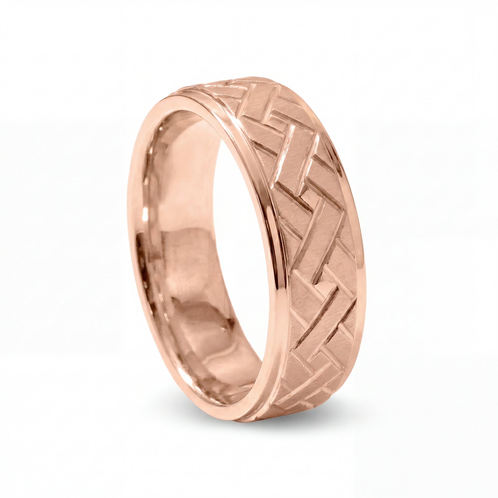 Bandhan | Men's Rose Gold Wedding Band, Woven