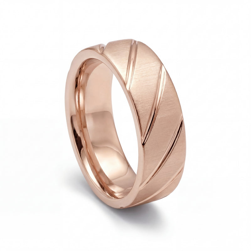 Lehar | Men's Rose Gold Wedding Band, Wave