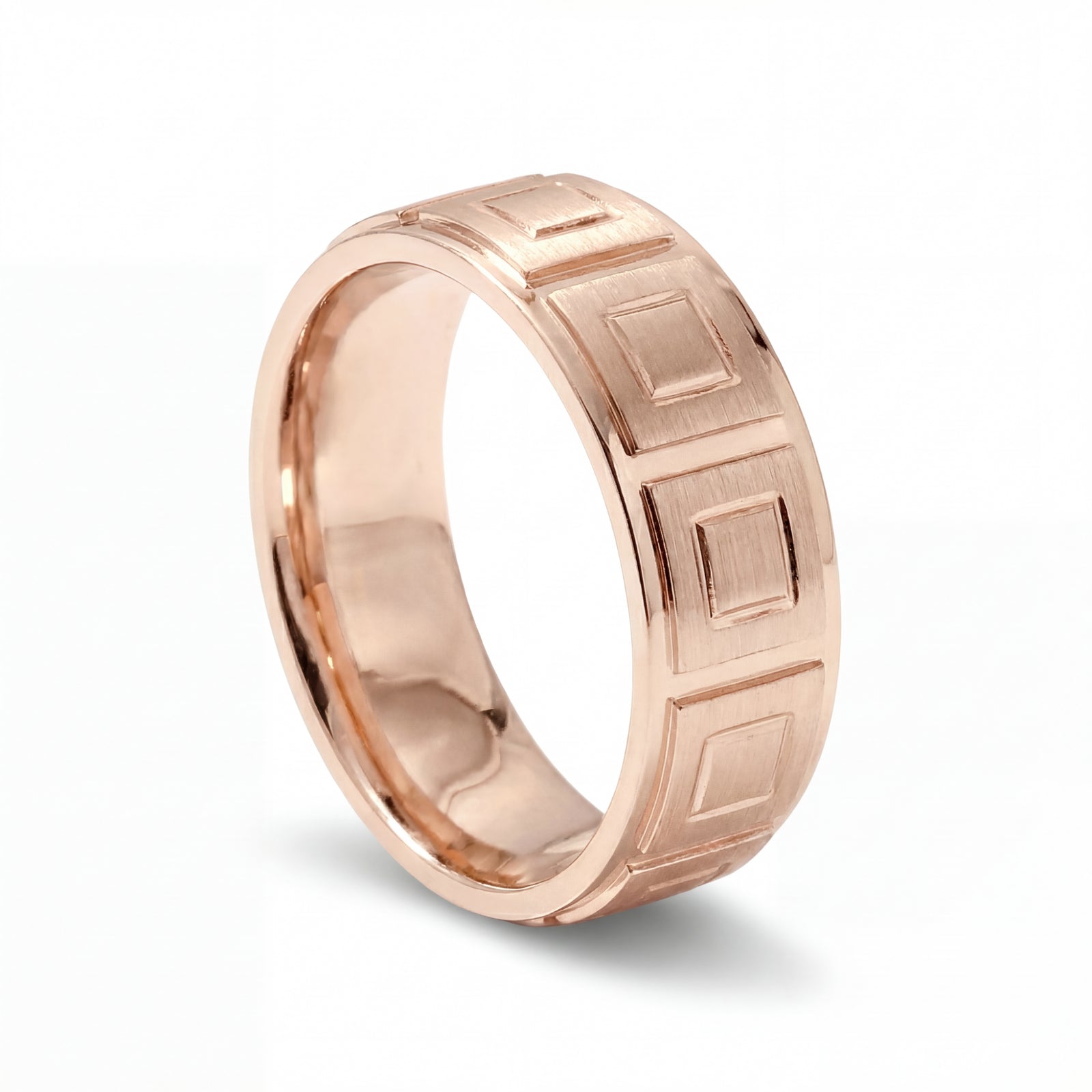 Haveli | Men's Rose Gold Wedding Band, Tile Pattern