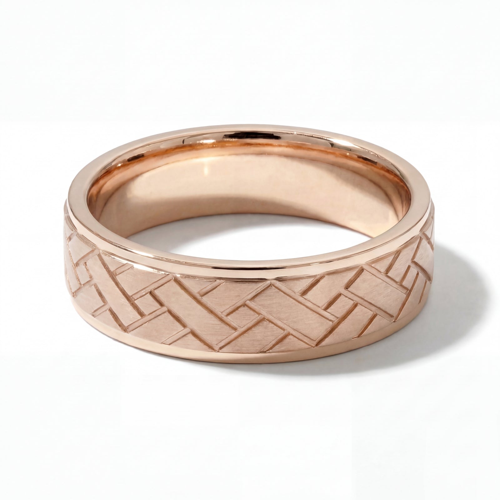 Bandhan | Men's Rose Gold Wedding Band, Woven