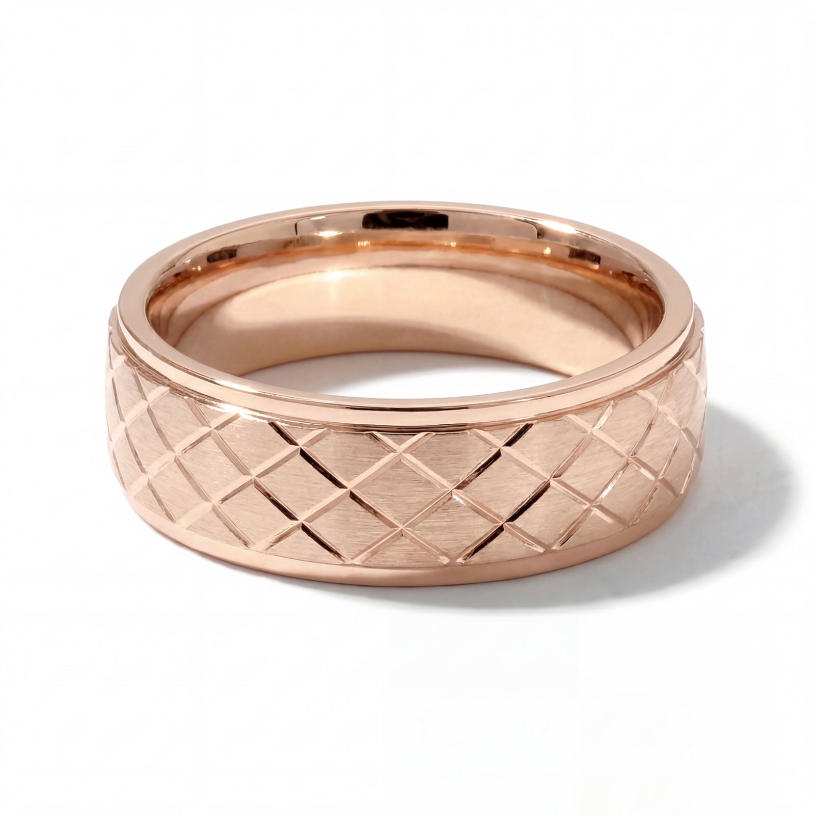 Jaal | Men's Rose Gold Wedding Band, Quilted