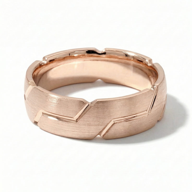Sangam | Men's Rose Gold Wedding Band, River