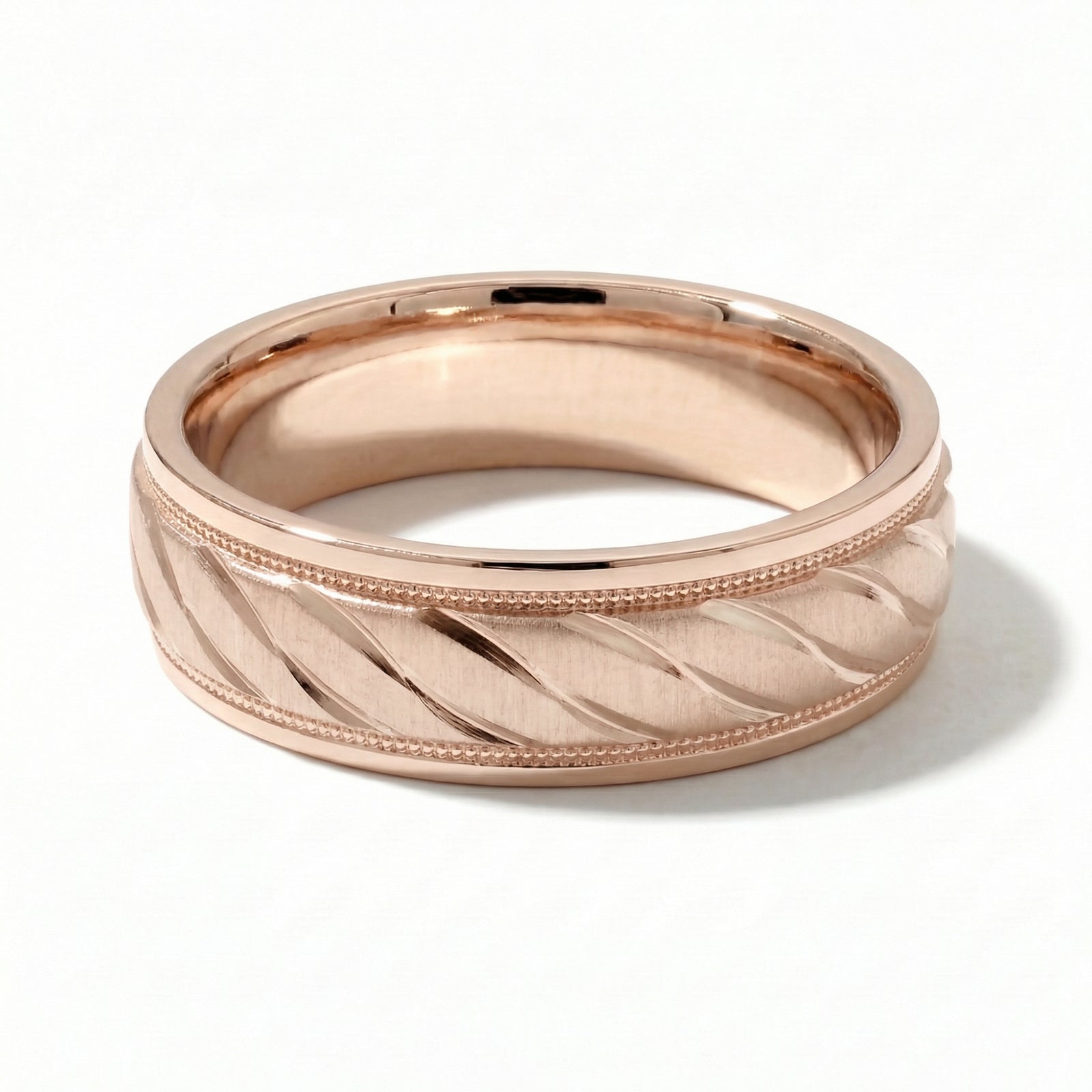 Fasal | Men's Rose Gold Wedding Band, Wheat