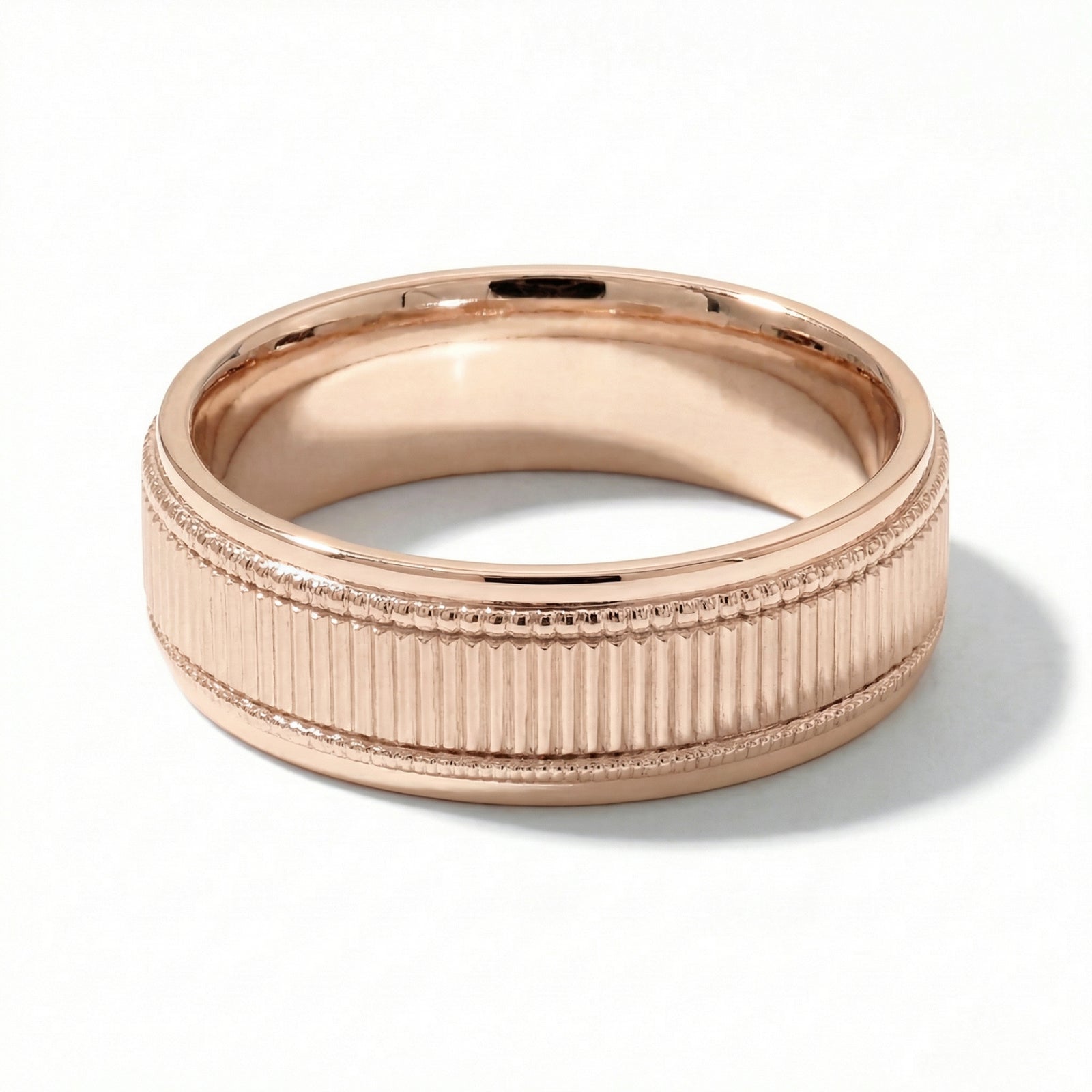 Pankti | Men's Rose Gold Wedding Band, Milgrain